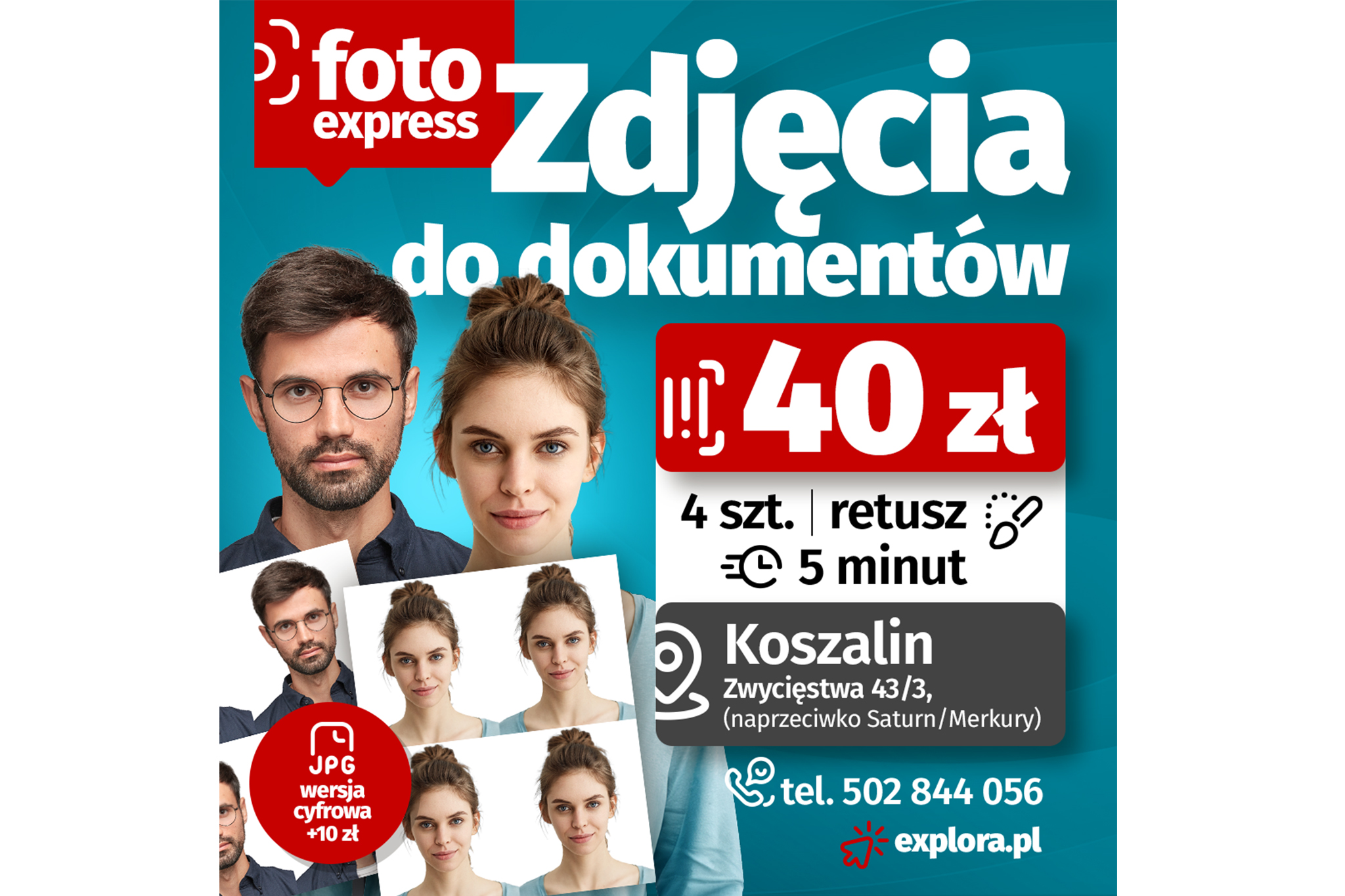 Zdjęcia do dokumentów Koszalin 5 minut 40zł Fotograf Koszalin